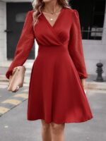 Rochie Scurta Alathea Rosie Cu Maneci Bufante