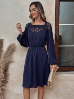Rochie Scurta Felicia Bleumarin Cu Maneci Bufante - imagine 3