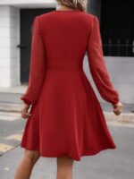 Rochie Scurta Alathea Rosie Cu Maneci Bufante - imagine 2
