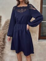Rochie Scurta Felicia Bleumarin Cu Maneci Bufante - imagine 4