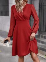 Rochie Scurta Alathea Rosie Cu Maneci Bufante - imagine 3