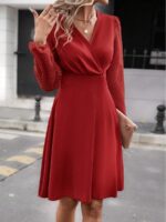 Rochie Scurta Alathea Rosie Cu Maneci Bufante - imagine 4