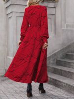 Rochie Lunga Elvan Corai Cu Imprimeu Negru - imagine 22