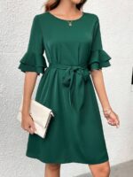 Rochie Scurta Marimar Verde Cu Cordon