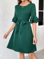 Rochie Scurta Marimar Verde Cu Cordon - imagine 3