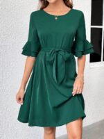 Rochie Scurta Marimar Verde Cu Cordon - imagine 4