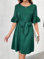 Rochie Scurta Marimar Verde Cu Cordon - imagine 5