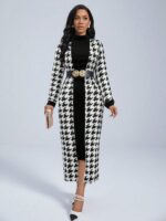 Rochie Lunga Delilah Neagra Cu Imprimeu Alb