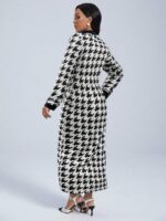 Rochie Lunga Delilah Neagra Cu Imprimeu Alb - imagine 2