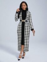 Rochie Lunga Delilah Neagra Cu Imprimeu Alb - imagine 3