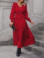 Rochie Lunga Elvan Corai Cu Imprimeu Negru - imagine 23
