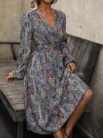 Rochie Midi Signe Albastra Cu Imprimeu Multicolor - imagine 4