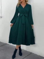Rochie Midi Elisha Verde - imagine 3