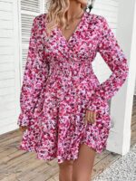 Rochie Scurta Alegria Cu Model Floral Roz - imagine 4