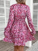 Rochie Scurta Alegria Cu Model Floral Roz - imagine 2