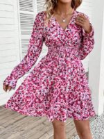 Rochie Scurta Alegria Cu Model Floral Roz
