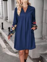 Rochie Scurta Marinela Albastru Inchis Cu Maneci Bufante
