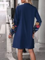Rochie Scurta Marinela Albastru Inchis Cu Maneci Bufante - imagine 2