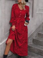 Rochie Lunga Elvan Corai Cu Imprimeu Negru - imagine 24