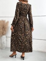 Rochie Lunga Nuran Maro Cu Print Leopard Negru - imagine 4