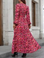 Rochie Lunga Brenda Cu Imprimeu Roz - imagine 4