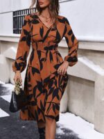 Rochie Midi Zikiya Maro Cu Imprimeu Negru - imagine 3