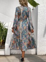 Rochie Midi Meja Cu Imprimeu Multicolor Si Cordon - imagine 2