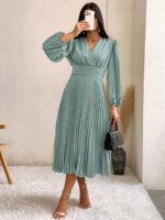 Rochie Midi Florenta Gri Cu Pliuri