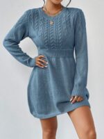 Rochie Tricotata Scurta Magdalena Albastra - imagine 3
