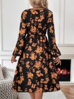 Rochie Lunga Elvan Corai Cu Imprimeu Negru - imagine 27