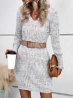 Rochie Scurta Tricotata Azoia Gri