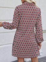 Rochie Scurta Eboni Neagra Cu Imprimeu Geometric Multicolor - imagine 2