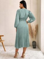 Rochie Midi Florenta Gri Cu Pliuri - imagine 2