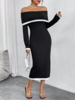 Rochie Midi Hanka Neagra Cu Umerii Goi - imagine 4