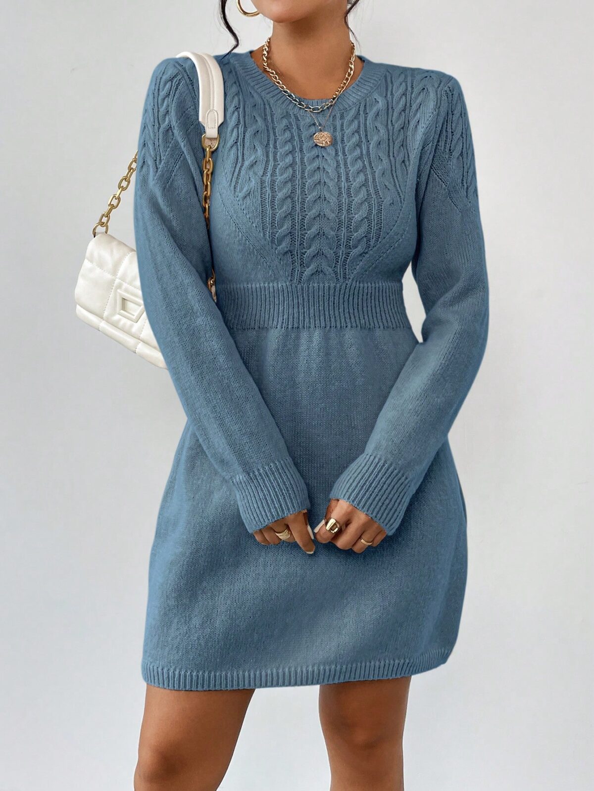 Rochie Tricotata Scurta Magdalena Albastra - imagine 4