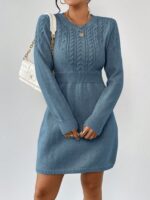 Rochie Tricotata Scurta Magdalena Albastra - imagine 4