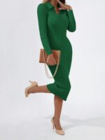 Rochie Lunga Tricotata Algea Verde