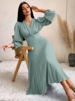 Rochie Midi Florenta Gri Cu Pliuri - imagine 3