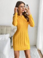Rochie Scurta Tricotata Maika Galbena - imagine 3