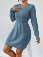 Rochie Tricotata Scurta Magdalena Albastra - imagine 5