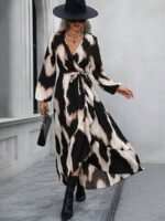 Rochie Lunga Necla Neagra Cu Imprimeu Alb