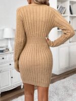 Rochie Scurta Tricotata Hosanna Crem Cu Model In Relief - imagine 2