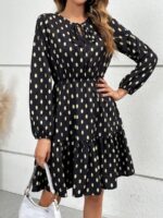 Rochie Scurta Daniela Neagra Cu Buline Albe - imagine 3