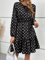 Rochie Scurta Daniela Neagra Cu Buline Albe - imagine 4