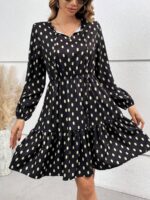 Rochie Scurta Daniela Neagra Cu Buline Albe - imagine 5
