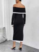 Rochie Midi Hanka Neagra Cu Umerii Goi - imagine 2