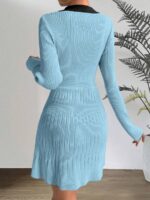 Rochie Scurta Rahaela Bleu Cu Guler Negru - imagine 2