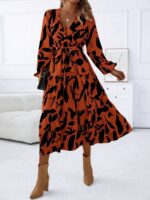 Rochie Midi Manju Maro Cu Imprimeu Negru - imagine 4