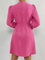 Rochie Scurta Mareza Roz Cu Cordon - imagine 2