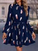 Rochie Scurta Sedine Bleumarin cu Pene